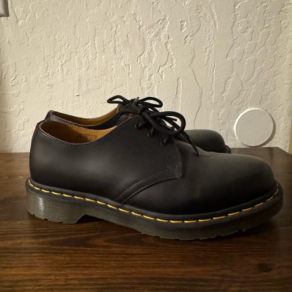 Dr. Martens Black Oxfords with Yellow Stitching - Picture 3 of 4